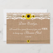 素朴な太陽の花よ 私のフラワーガールになってくれるかい 招待状 (裏面)