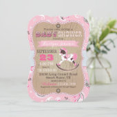 素朴な女性のカーボーイの西部の揺り木馬のベビーシャワー 招待状 (スタンド正面)