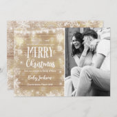素朴な妊娠の発表のクリスマスの写真カード 案内状 (正面/裏面)