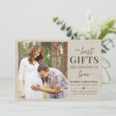 素朴な妊娠出産発表クリスマスカード シーズンカード (スタンド正面)