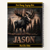 素朴な威厳のある木造の装飾に彫られたムース ノートブック (裏面)