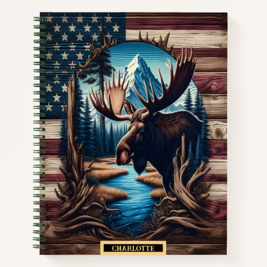 素朴な威厳のある森の枠を通して見つめる ノートブック (正面)