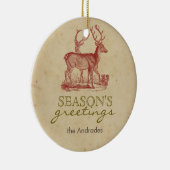 素朴な季節の挨拶のヴィンテージのクリスマスのシカ セラミックオーナメント (右)