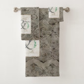 素朴な実家の農家の動揺してなダマスク織の芸術 バスタオルセット (インサイチュ)