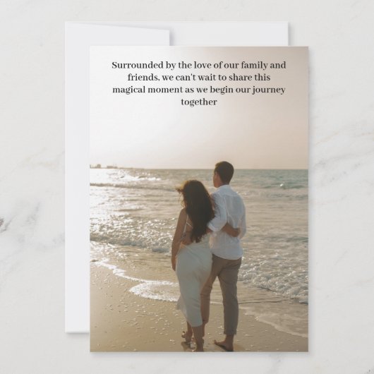 素朴な室内での結婚式の「Save the Date」カード 招待状 (裏面)