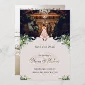 素朴な室内での結婚式の「Save the Date」カード 招待状 (正面/裏面)