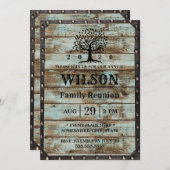 素朴な家族再会の納屋の木の家族ツリー 招待状 (正面/裏面)