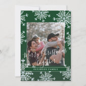 素朴な家族写真 メリークリスマス一緒に 緑 シーズンカード (正面)