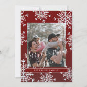 素朴な家族写真 メリークリスマス 一緒に 赤 シーズンカード (正面)