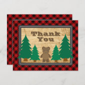素朴な小さい樵のベビーシャワーは感謝していしています サンキューカード (正面/裏面)