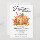 素朴な小さなかぼちゃの秋のベイビーシャワー 招待状 (正面)