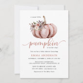 素朴な小さなかぼちゃの赤ちゃん女の子のシャワー招待状 招待状 (正面)