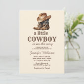 素朴な小さなカウボーイブーツ西ベビーシャワー 招待状 (スタンド正面)
