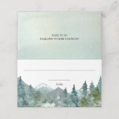素朴な山々と森の水彩画の名札 プレイスカード (外部開封)