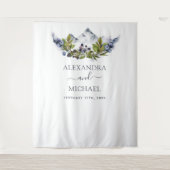 素朴な山々の水彩写真ブース背景 タペストリー (正面)