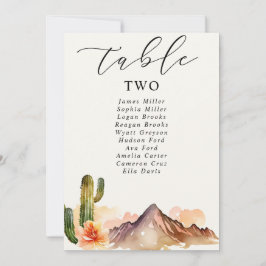 素朴な山々 | 砂漠のウェディングテーブルナンバー 招待状