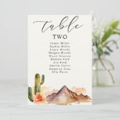 素朴な山々 | 砂漠のウェディングテーブルナンバー 招待状 (スタンド正面)