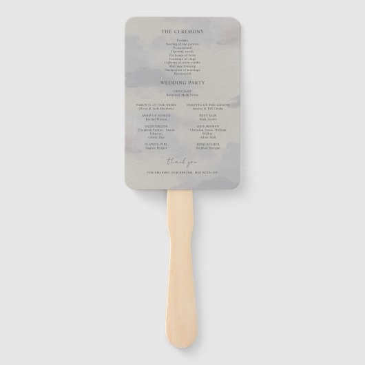 素朴な山と湖のエバーグリーンウェディングプログラム ハンドファン (裏面)