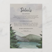 素朴な山と湖の常緑樹のウェディング エンクロージャーカード (正面)