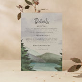 素朴な山と湖の常緑樹のウェディング エンクロージャーカード