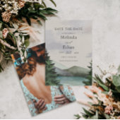 素朴な山と湖エバーグリーン日付を保存 招待状