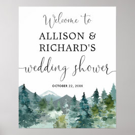 素朴な山のウェディングシャワー歓迎看板 ポスター