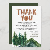 素朴な山の子供の誕生日お礼 サンキューカード (正面/裏面)