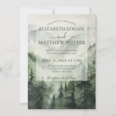 素朴な山の松の木の森のウェディング 招待状 (正面)