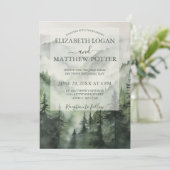 素朴な山の松の木の森のウェディング 招待状 (スタンド正面)