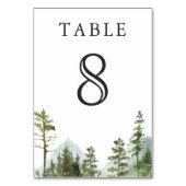 素朴な山の森の木々のウェディング テーブルナンバー (正面)