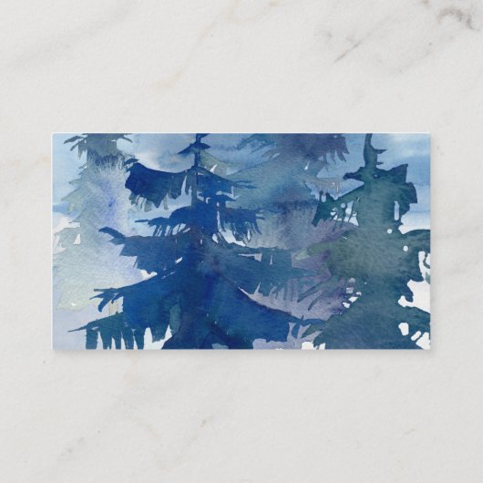 素朴な山の森の水彩画ウェディングウェブサイト エンクロージャーカード (裏面)