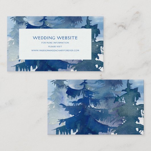 素朴な山の森の水彩画ウェディングウェブサイト エンクロージャーカード (正面/裏面)