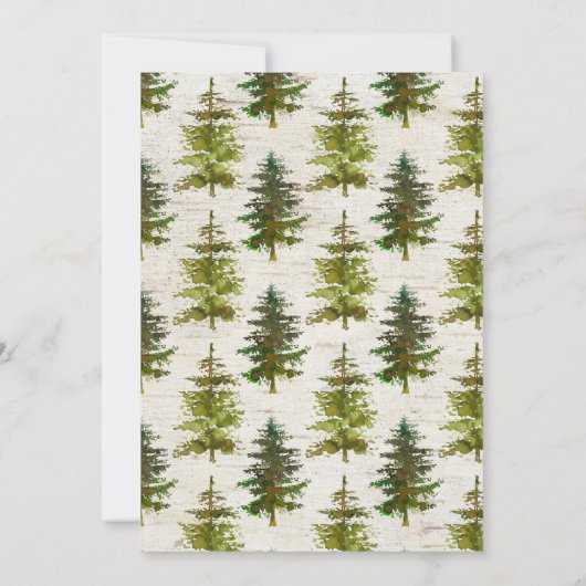 素朴な山の森の水彩画 ビーチのウェディング 招待状 (裏面)