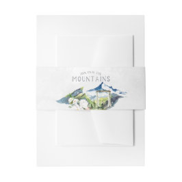 素朴な山の水彩画の結婚式のイニシャル 招待状ベリーバンド