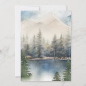 素朴な山の湖の結婚式の日付カードを保存 サンキューカード (裏面)