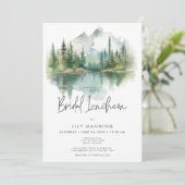素朴な山の湖をイメージした水彩画のウェディングランチ会 招待状 (スタンド正面)