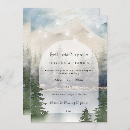 素朴な山の湖結婚式招待状 招待状 (正面/裏面)