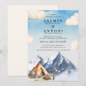 素朴な山の結婚式招待状 招待状 (正面/裏面)