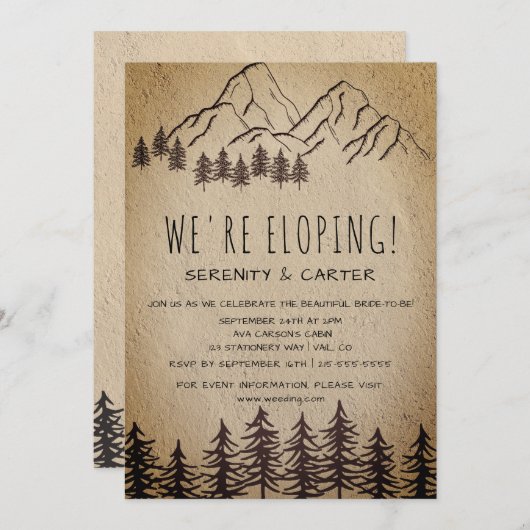 素朴な山岳地帯の挙式後の披露宴の招待状 招待状 (正面/裏面)