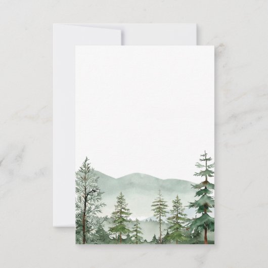 素朴な山林の詳細な装飾カード 出欠カード (裏面)