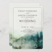 素朴な山林の霧のウェディング招待状 招待状 (正面/裏面)