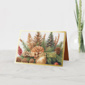 素朴な常緑樹の松ぼっくり水彩画 シーズンカード (正面)