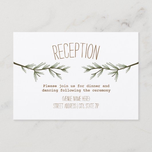 素朴な常緑樹の枝の結婚式の披露宴 エンクロージャーカード (正面)
