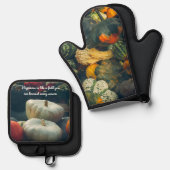 素朴な庭の秋のカボチャ 鍋つかみ&鍋敷きセット (正面/裏面)