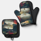 素朴な庭の秋のカボチャ 鍋つかみ&鍋敷きセット (正面/裏面)