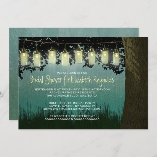 素朴な庭はブライダルシャワー招待状をつけます 招待状 (正面/裏面)