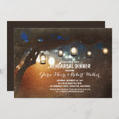 素朴な庭はランタンのリハーサルの夕食をつけます 招待状 (正面/裏面)