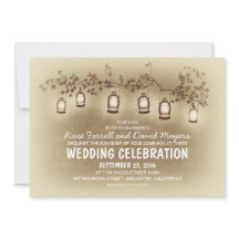 素朴な庭ライト-ランタンの結婚式招待状