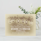 素朴な庭ライト-ランタンの結婚式招待状 招待状 (スタンド正面)