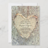 素朴な彫刻されたハートツリーヴィンテージリハーサル夕食 招待状 (正面)